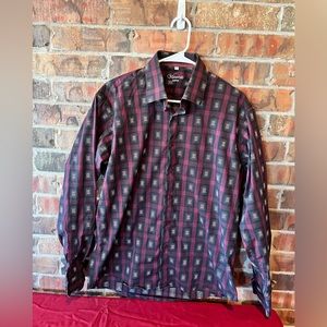 Visconti Uomo Men’s Long Sleeve Dress Shirt Size: Large Burgundy
